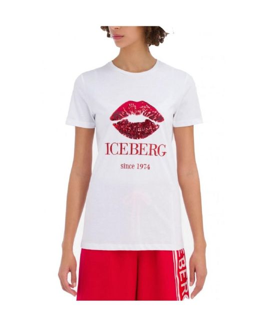 Iceberg White Sequin Logo T-Shirt