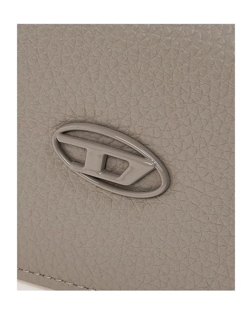 DIESEL Gray Logo-Plaque Cardholder for men