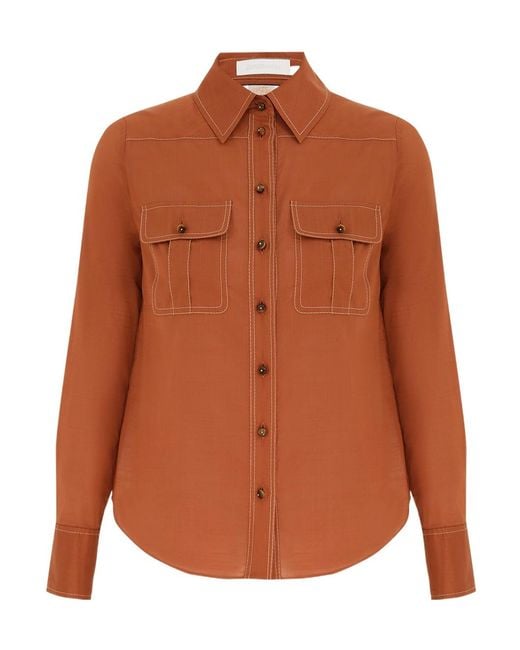 Zimmermann Brown Chest-Pocket Shirt