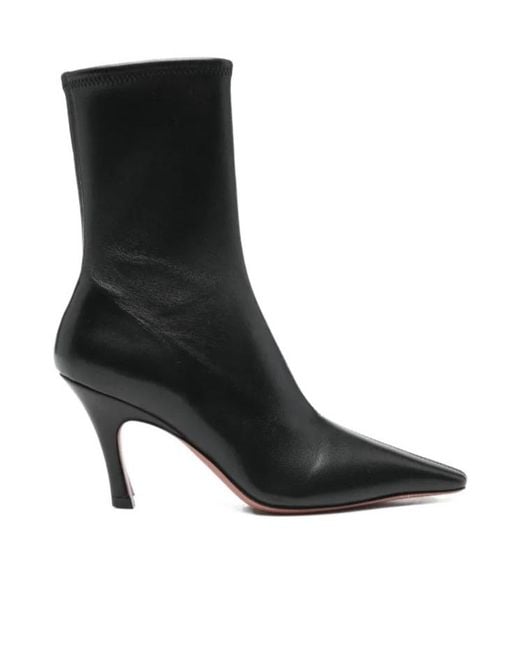 AMINA MUADDI Black Pointed-Toe Ankle Boots