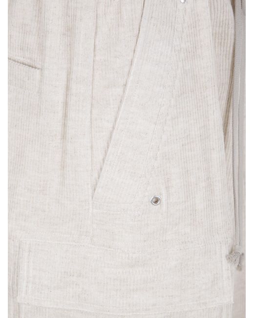 Rick Owens White Bella Zip-Fly Drawstring Cargo Trousers for men