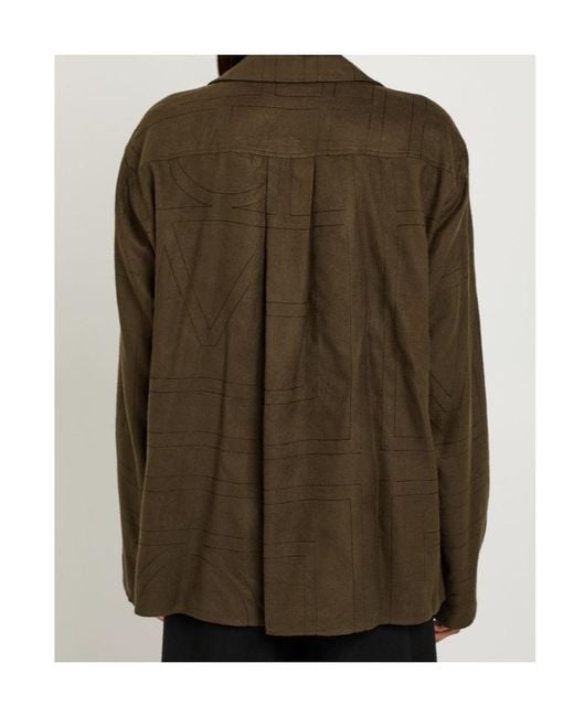 Totême Brown Monogram Flannel Pyjama Top