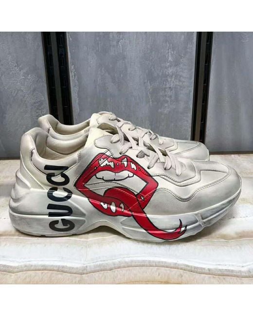Gucci Pink Rhyton Sneaker With Mouth Print for men