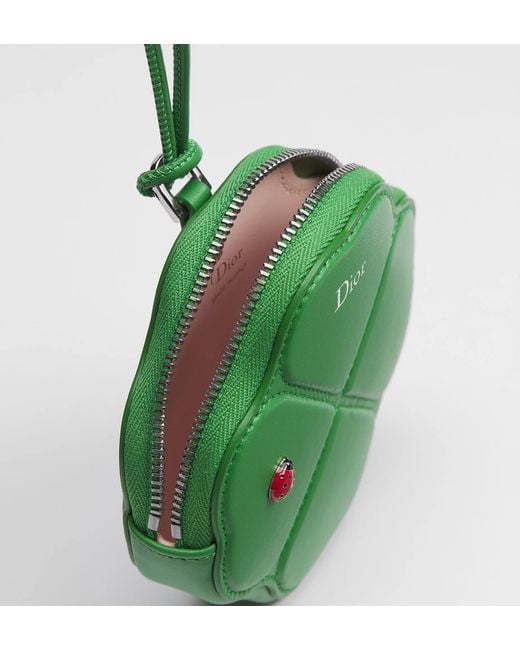 Dior Green Petit Trèfle Coin Purse With Cord