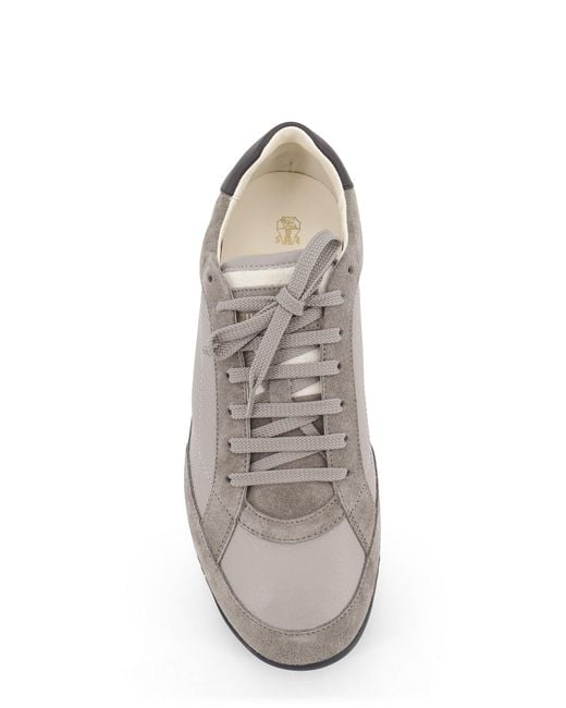 Brunello Cucinelli Gray Low Top Lace Up Sneakers for men