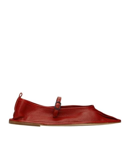 Hereu Red Square Toe Ballet Flats
