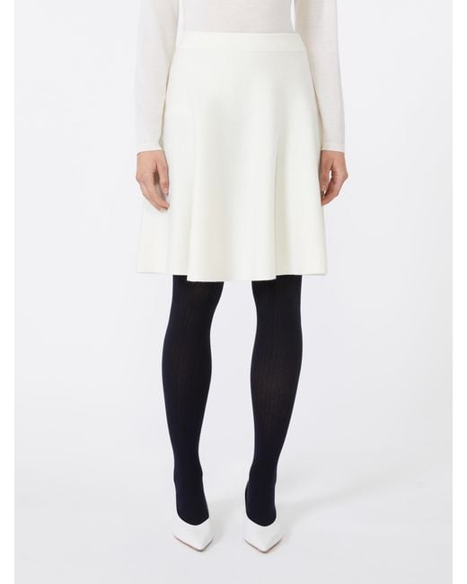 Max Mara White Ubalda Flared Knitted Skirt