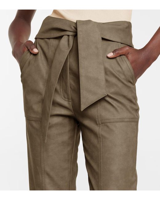 Jonathan Simkhai Natural Lace-Up High-Waisted Casual Pants