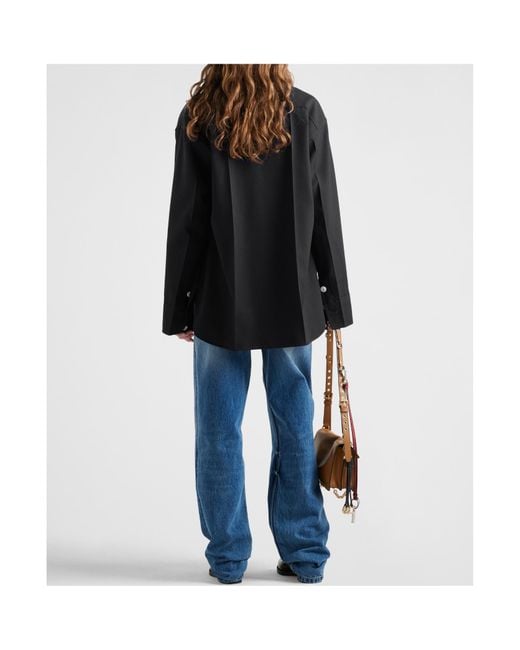 Prada Blue Logo Patch Wide-Leg Jeans
