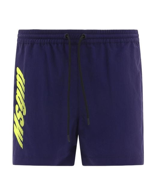 MSGM Blue Logo Shorts for men