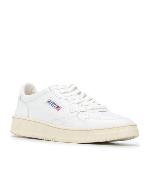 Autry White Medalist Perforated Logo Sneakers for men