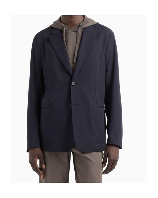 Emporio Armani Blue Travel Essentials Single-Breasted Blazer for men