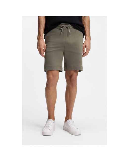 Boss Gray Mid-Length Elasticated Drawstring Fleece Shorts for men