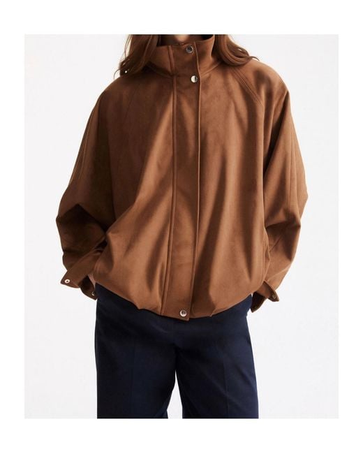 Marella Brown Long-Sleeve Casual Zip-Up Jacket