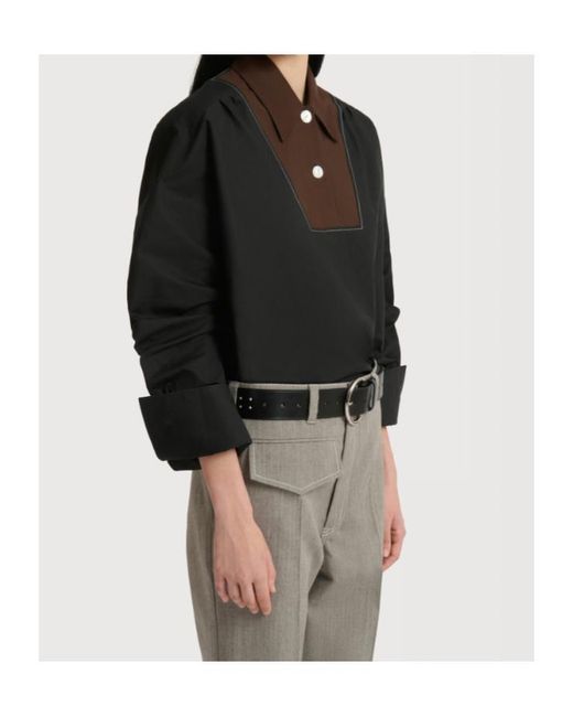Marni Black Contrast Bib Insert Poplin Shirt