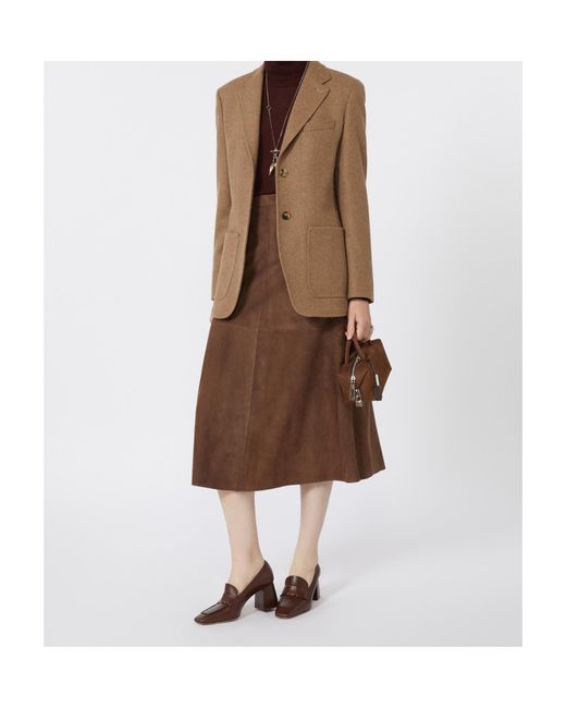 Max Mara Brown Caraffa Single-Breasted Tailored Blazer