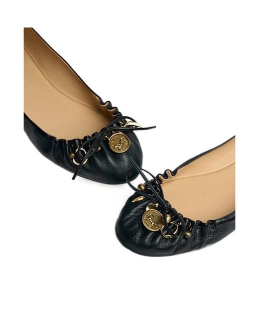 Chloé Black Leather Ballerina Flats