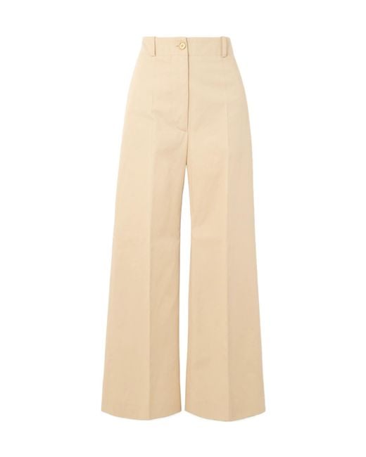 Patou Natural High Waist Wide Leg Casual Pants