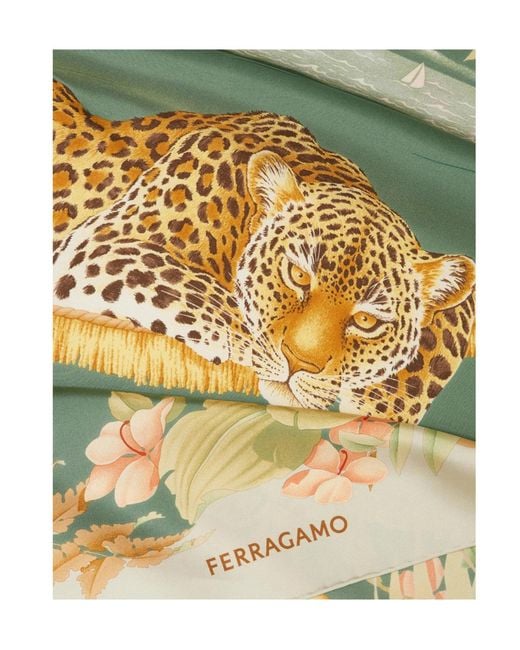 Ferragamo Multicolor Leopard-Motif Scarf