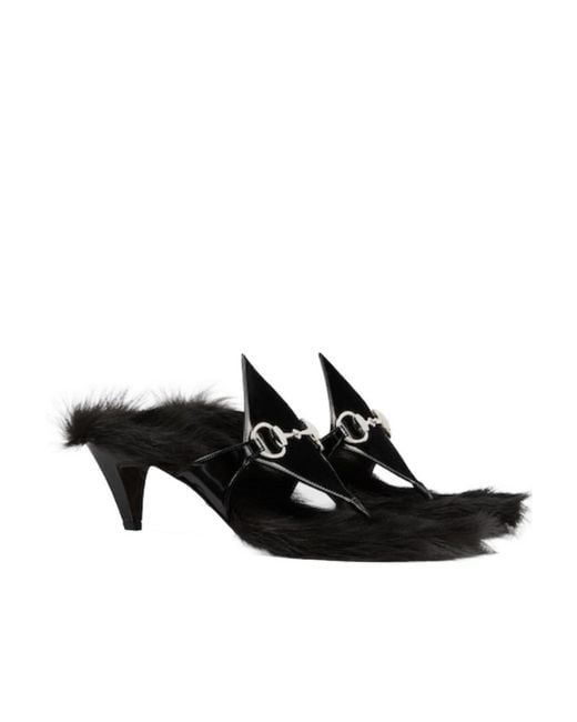 Gucci Black Horsebit Thong Sandals