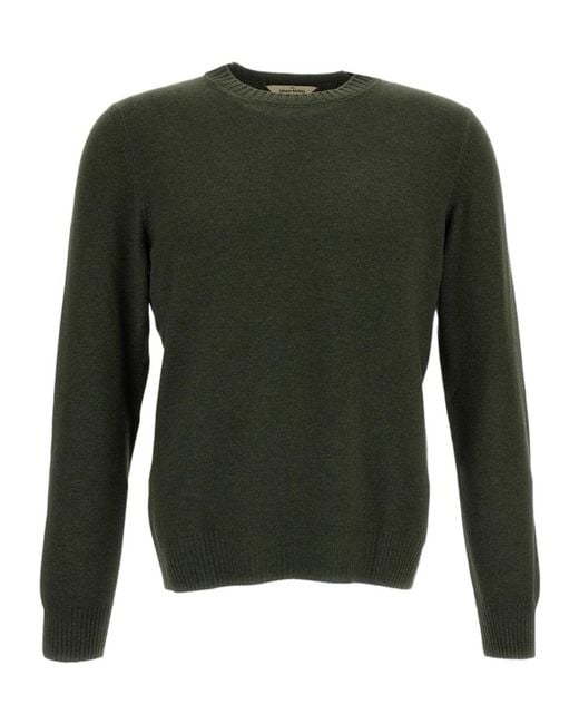 Gran Sasso Green Ribbed Details Vintage Crew Neck Jumper for men