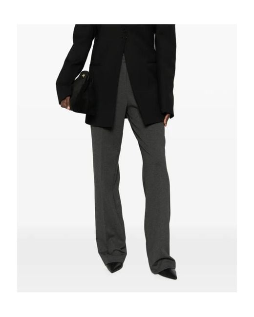 Pinko Gray Elasticated-Waistband Straight-Leg Trousers