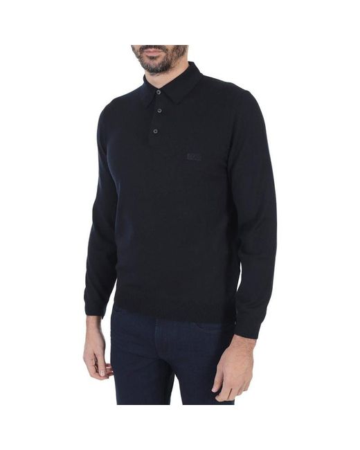 Boss Blue Long-Sleeved Polo Shirt for men