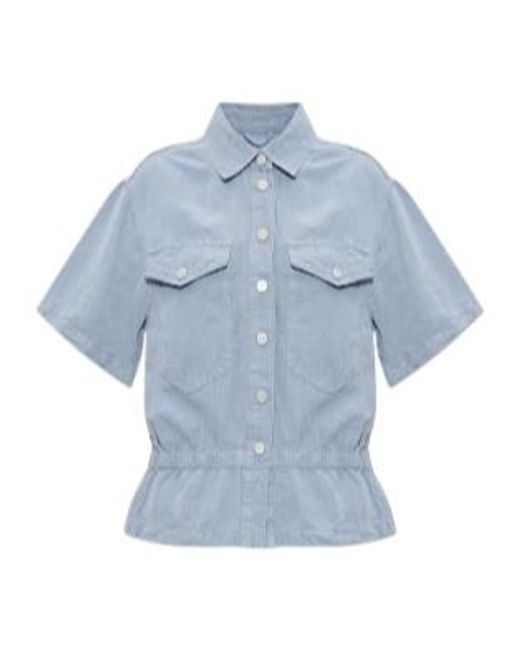 AllSaints Blue Tove Short Sleeve Peplum Top