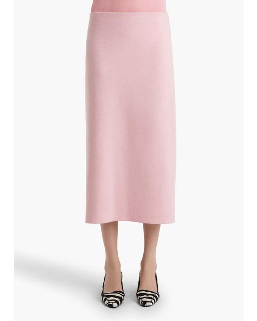 Khaite Pink Ribbed Midi Skirt