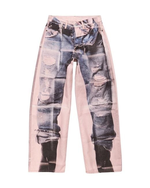Acne Pink Trompe-L'Œil Jeans for men