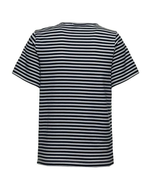 FRAME Black Striped Round-Necked T-Shirt
