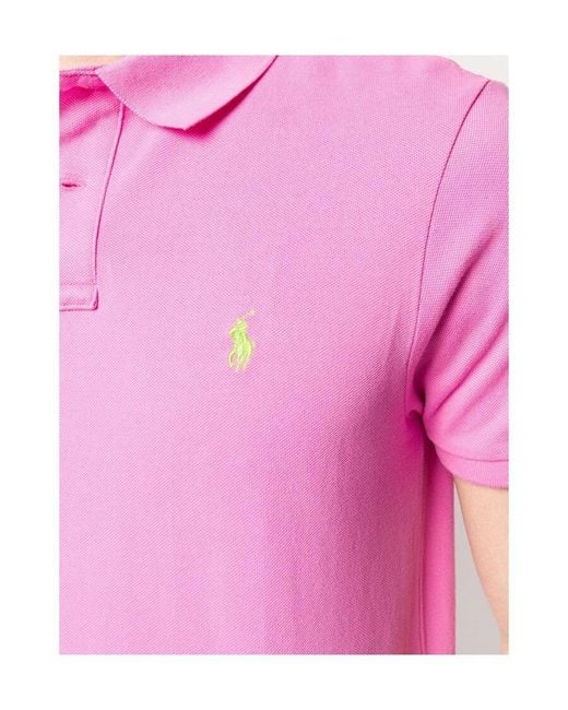 Polo Ralph Lauren Pink Logo Embroidered Short-Sleeved Polo Shirt for men
