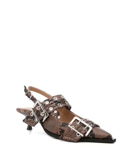Ganni Brown Slingback High Heel Sandals