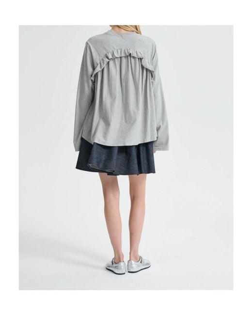 CECILIE BAHNSEN Gray Ruffled Top