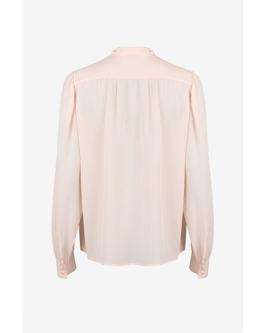 Tom Ford Pink Scarf Detailed Long-Sleeved Top
