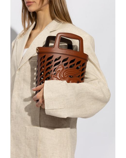 Etro Brown Pegaso Motif Cut Out Detailed Tote Bag