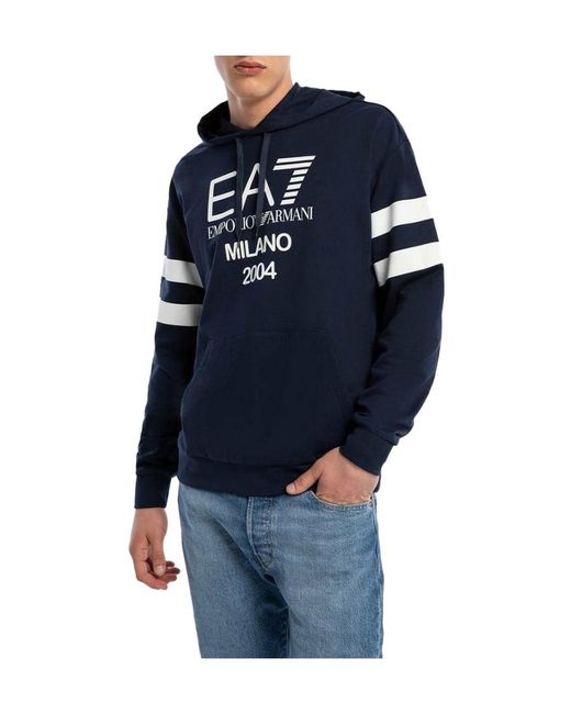 EA7 Blue Logo Pattern Sweater for men
