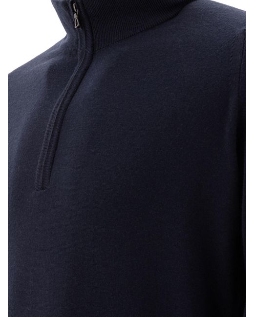 John Smedley Blue 'Tapton' Half-Zip Sweater for men