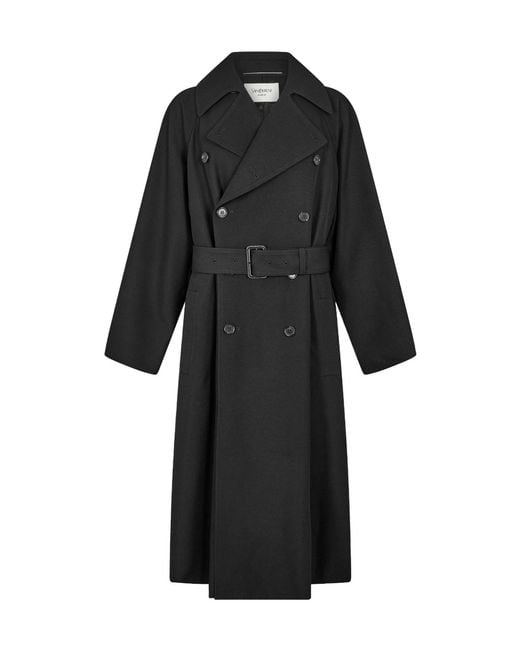 Saint Laurent Black Long Trench Coat for men
