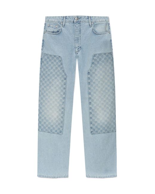 M I S B H V Blue Monogram-Pattern Jeans