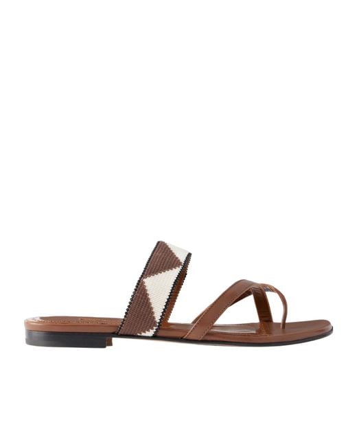 Manolo Blahnik Brown Wavy Pattern Flat Shoes