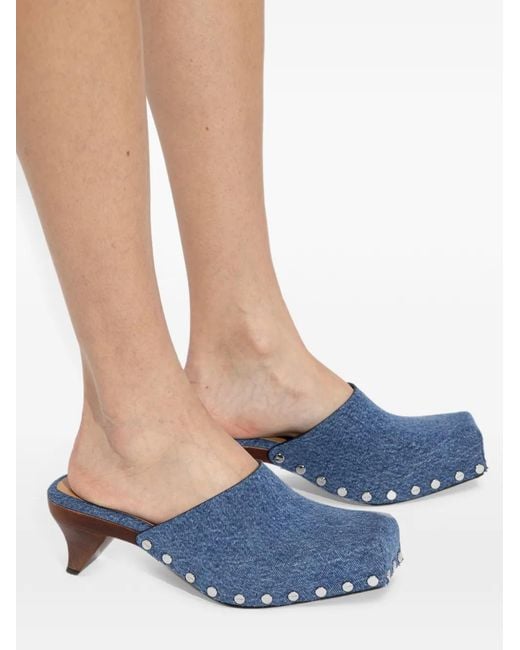 Ganni Blue Studded Mules