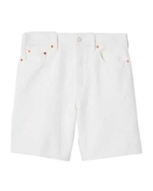 Gucci White Bermuda Gg Jacquard Denim Shorts