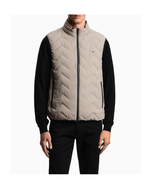 Emporio Armani Gray Chevron Zip Gilet for men