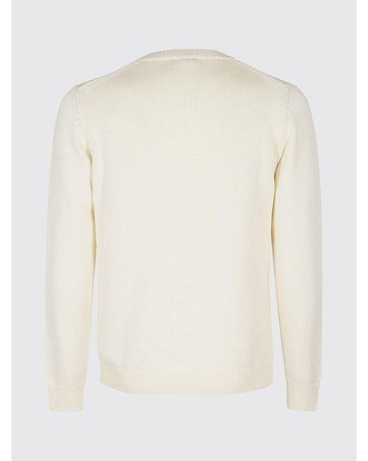 Roberto Collina White Ribbed Crewneck Knit Sweater for men