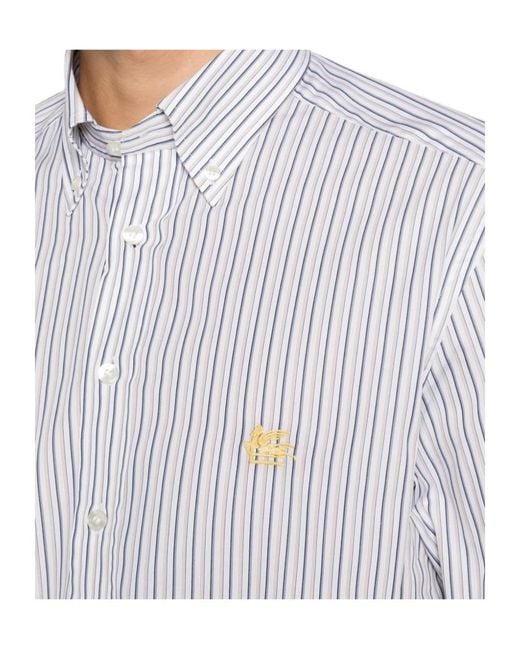 Etro White Striped Button-Down Shirt for men