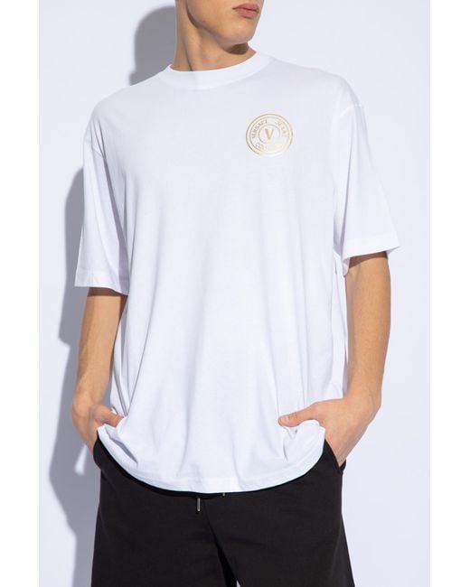 Versace Jeans White Couture V-Emblem Crewneck T-Shirt for men