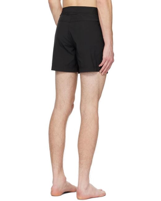Tom Ford Black Mid-Rise Side Buckled Swim Shorts for men