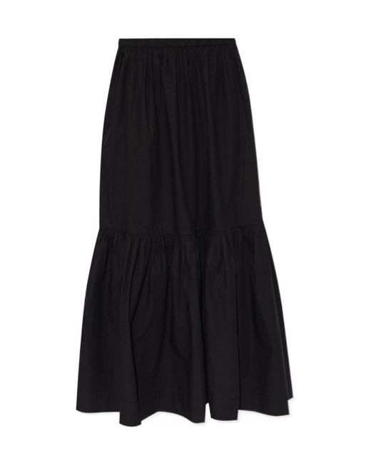 Ganni Black Poplin Maxi Flounce Skirt