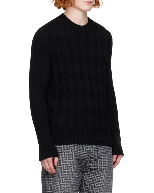 Balmain Black Diamond Pattern Knit Sweater for men
